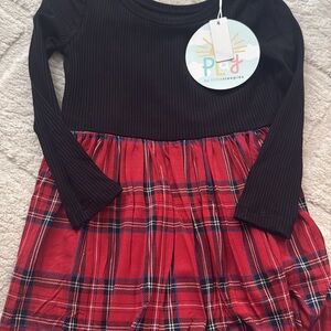 Little Sleepies holiday Plaid bodysuit dress